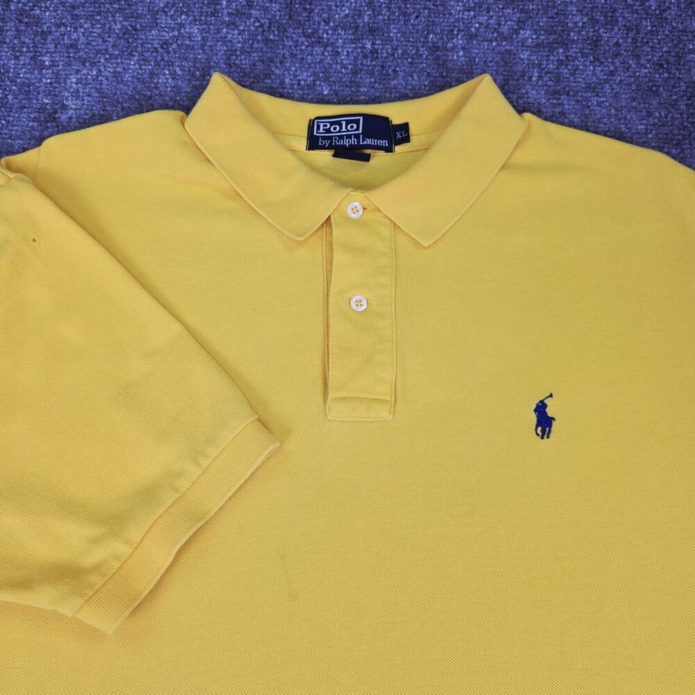 Polo Ralph Lauren Shirt Mens XL Yellow Pique Polo Cotton Pony Logo Casual Preppy